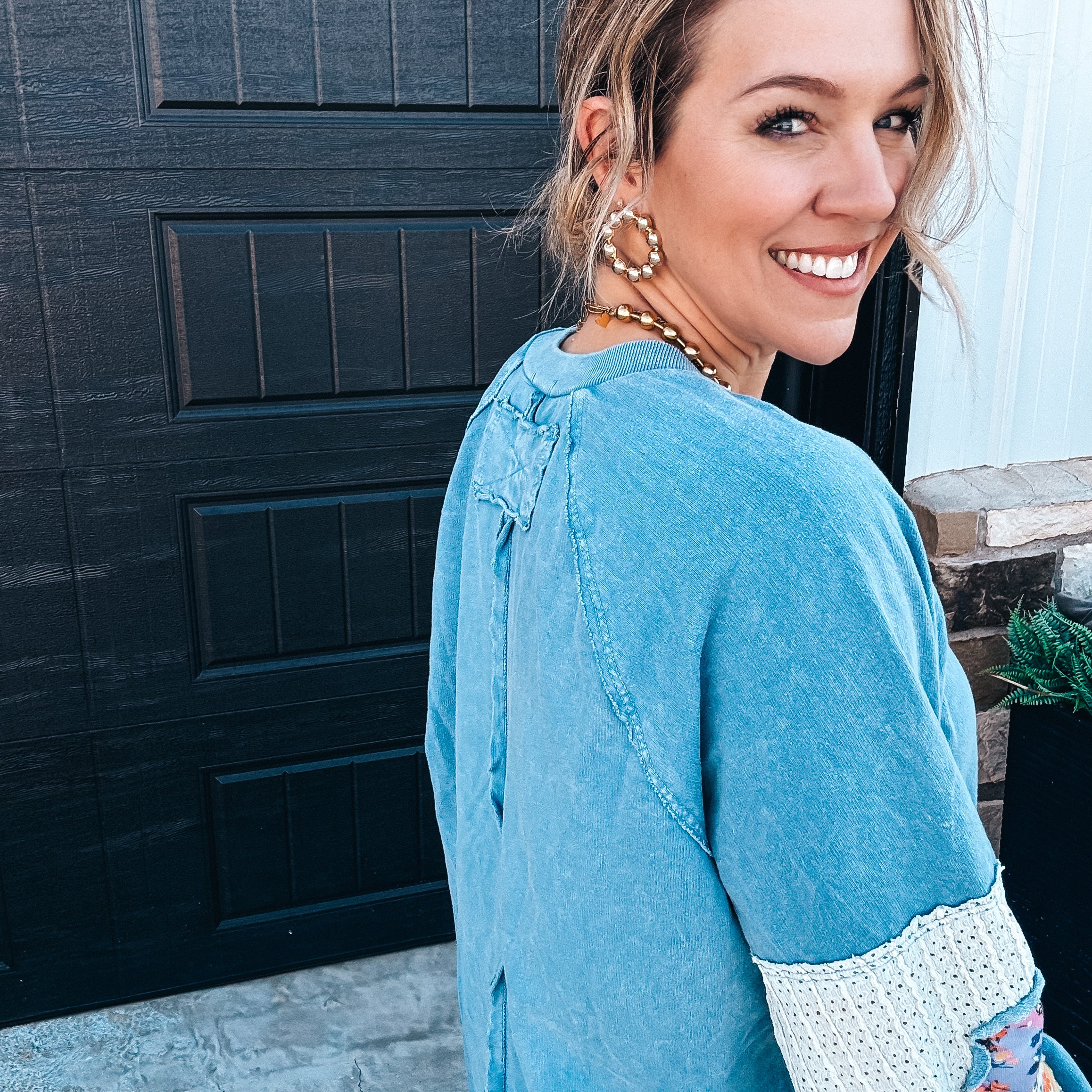 Fiona Floral Sweatshirt - DENIM BLUE - Image 3