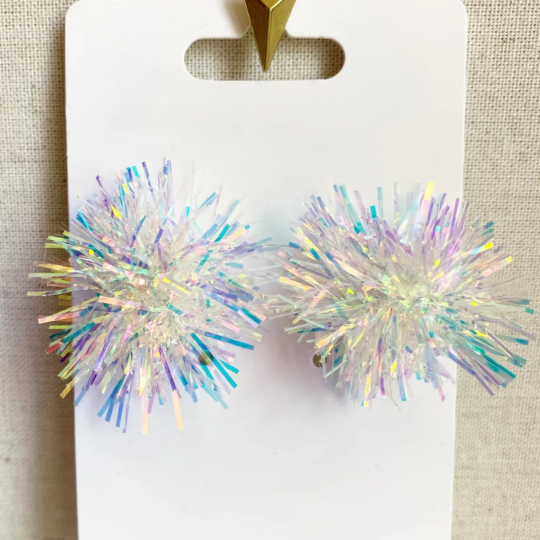 Metallic Pom Earrings - Image 3