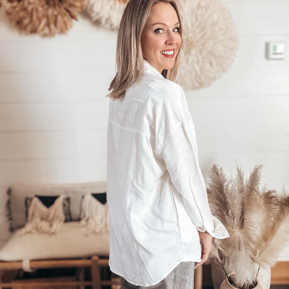 Carrie Tencel Button Down - CREAM - Image 3